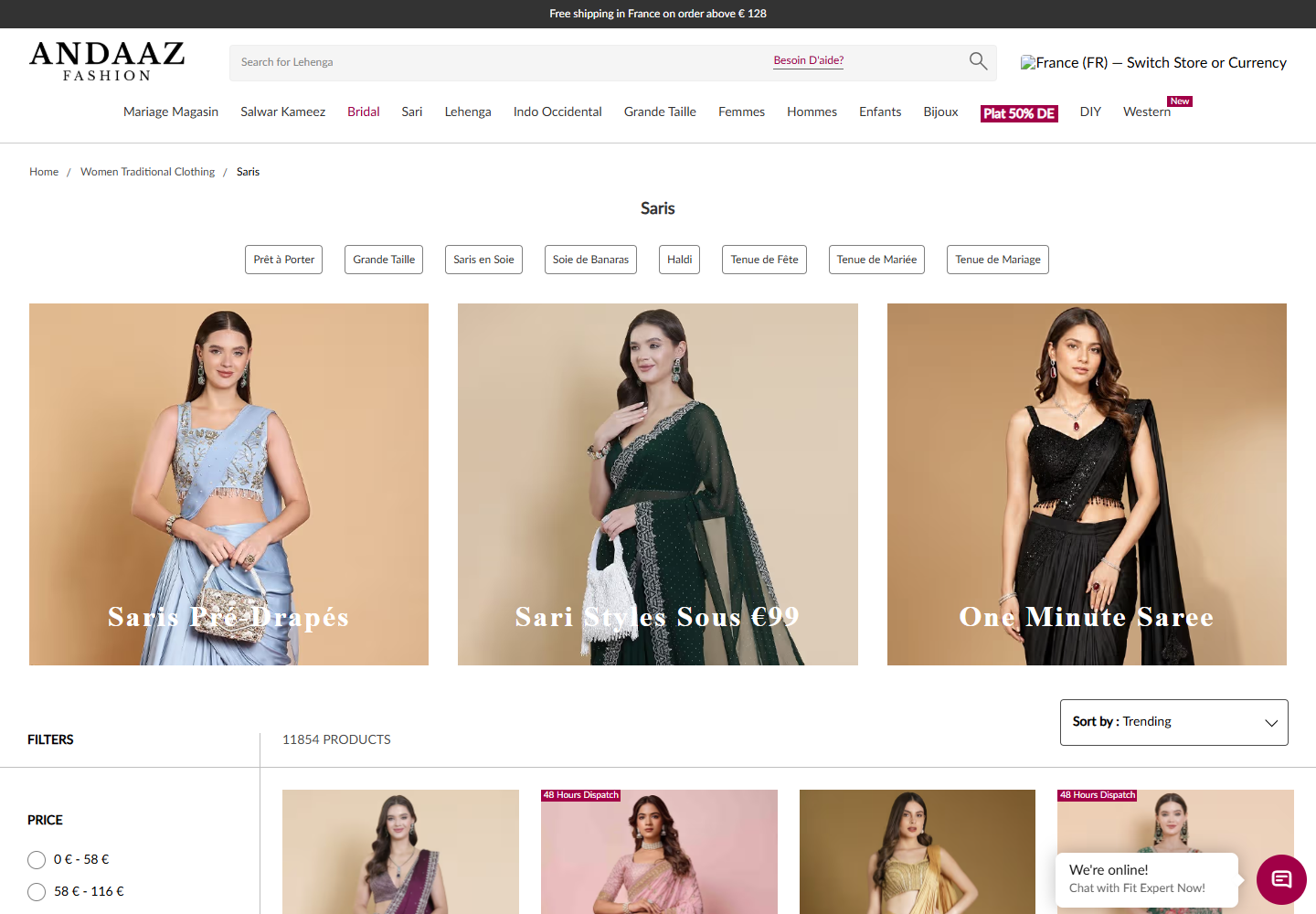 Capture de la page officielle de Andaaz Fashion