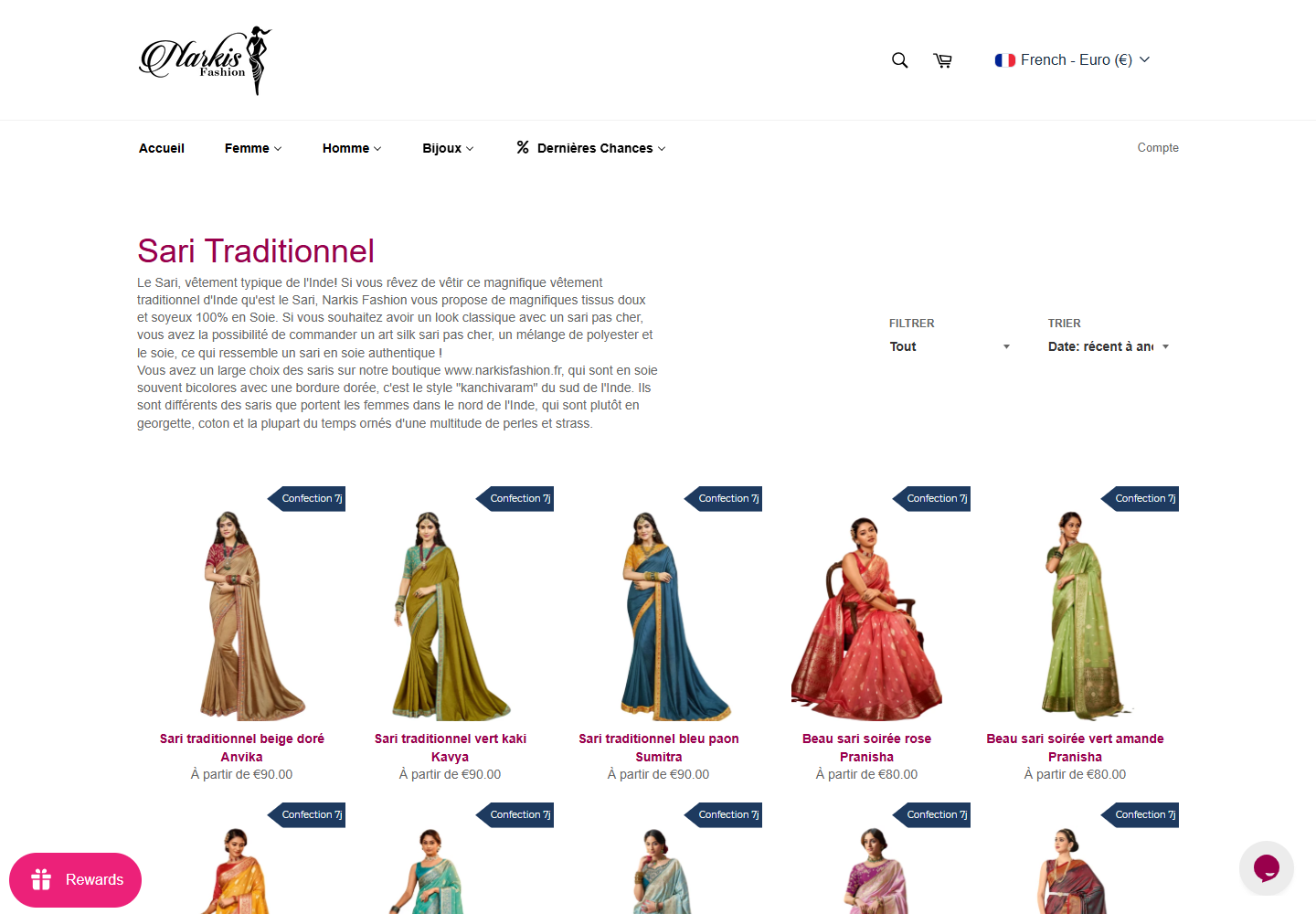Capture de la page officielle de Narkis Fashion